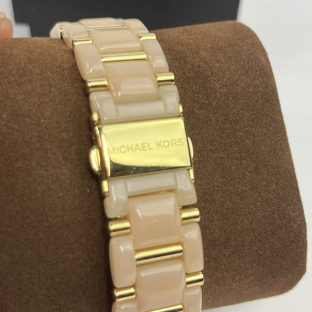 Michael Kors Ladies Watch MK4316 Delray Stainless Steel Acetate Champagne Gold